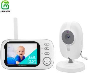 MAMONCARE Baby Monitor with Cameras and Audio,3.5" LCD Baby Monitor with 2 Way Talk ,Night Vision,2X Zoom in Temperature Detect VOX Auto Lullaby Baby Monitoring for Baby Room & Gifts