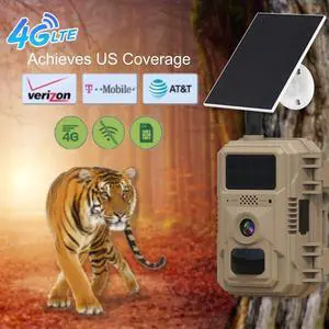 MAMONCARE 4G LTE Cellular Trail Camera Hunting Camera Game Camera ,Solar Powered Battery, 4MP 2K Resolution, Night Vision, 2-Way Audio,Send Pictures to Your Phone for Deer Wildlife Monitoring, Hunting