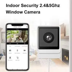 AI Home Security Window Camera, Baby Monitor Camera, 3MP 1296P Resolution, 110Wide-angle Field of View, 4X Zoom, Al Enhanced Color Night Vision, 2.4G&5G Dual WiFi, Two-way Audio, Works with Alexa