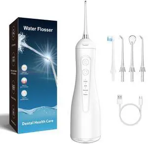 Water Dental Flosser for Teeth, 4 Modes Rechargeable Cordless Oral Irrigator 300ML Water Tank IPortable Electric Flossers for Deep Cleaning and Gum Care, Home Travel Use