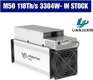 New Whatsminer M50 118T from MicroBT mining SHA-256 algorithm with a maximum hashrate of 118 TH/s at 29 J/T Most Efficient Asic Miner BTC Bitcoin With PSU