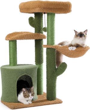 Cat Tree Cat Tower with Sisal Covered Scratching Post, Cozy Condo, Plush Perches and Fluffy Balls for Indoor Cats