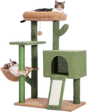 Cat Tree Cat Tower with Sisal Covered Scratching Post and Cozy  Cat Climbing Stand with Plush Perch &Soft Hammock for Indoor Cats