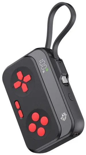 Porodo Gaming 10000mAh Gaming Design Power Bank Type-C USB A with Type-C Cable - Black/Red