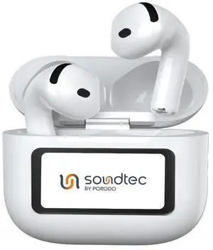 Porodo Soundtec GLIMPSE ANC+ENC Earphone with Touch Screen - White