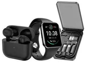 Green Lion 3 in 1 Ultimate Combo (Smart Watch/Earbud/Multi Travel Box) - Black
