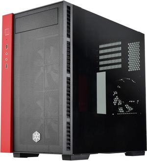 SilverStone Technology RGB Black and Red Micro-ATX Case with Tempered Glass Side Panel and 2 x120mm RGB Fans