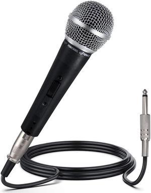 Pyle Professional Dynamic Vocal Microphone - Moving Coil Dynamic Cardioid Unidirectional Handheld Microphone with ON/OFF Switch Includes 15ft XLR Audio Cable to 1/4'' Audio Connection