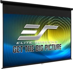 Elite Screens Manual Series, 100-INCH 4:3, Pull Down Manual Projector Screen with AUTO LOCK, Movie Home Theater 8K / 4K Ultra HD 3D Ready, 2-YEAR WARRANTY, 4:3, black