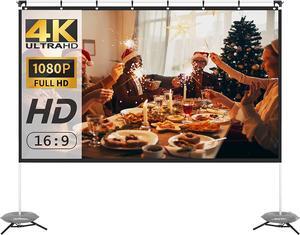 Portable Projector Screen with Stand, 100 Inch Projection Screen 16:9, 4K HD Rear Front Projections Movies Screen with Carry Bag for Indoor Outdoor Home Theater Backyard Cinema Travel