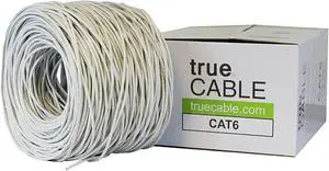 Cat6 Riser (CMR), 1000ft, Yellow, 23AWG 4 Pair Solid Bare Copper, 550MHz, ETL Listed, Unshielded Twisted Pair (UTP), Bulk Ethernet Cable White