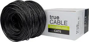 Cat6 Riser (CMR), 1000ft, Yellow, 23AWG 4 Pair Solid Bare Copper, 550MHz, ETL Listed, Unshielded Twisted Pair (UTP), Bulk Ethernet Cable Black