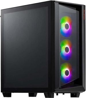 XPG Cruiser Mid-Tower Aluminum Frame Tempered Glass Panel with Removable Dust Filter PC Case Includes 3 ARGB Fans Black