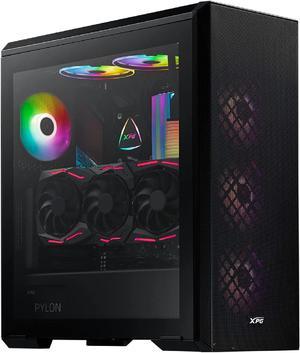 XPG Defender Mid-Tower ATX MESH Front Panel Efficient Airflow Tempered Glass PC Case Black with x3 included XPG VENTO 120 fans