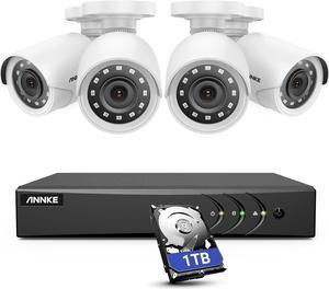 ANNKE 5MP lite Wired Security Camera System, 5-in-1 H.265+ 8CH DVR with 1 TB Hard Drive and (4) 1080p Weatherproof HD-TVI Surveillance Bullet Cameras, 100 ft Night Vision, Instant Email Alert