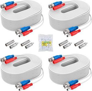 ANNKE Security Camera Cable (4) 30M/ 100ft All-in-One BNC Video Power Cables, BNC Extension Wire Cord for CCTV Camera DVR Security System (4-Pack, White)