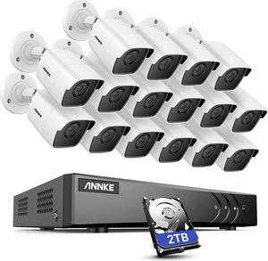 ANNKE 16 Channel 5MP Security Camera Systems H.265+ 5MP Lite DVR with 2TB Hard Drive, 16pcs 5MP Indoor Outdoor Surveillance Cameras, Easy Remote Monitoring, 100ft Super Night Vision