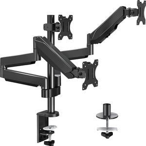 MOUNTUP Triple Monitor Stand Mount - 3 Monitor Desk Mount for Computer Screens Up to 27 inch, Triple Monitor Arm with Gas Spring, Heavy Duty Monitor Stand, Each Arm Holds Up to 17.6 lbs