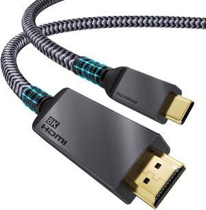 USB C to HDMI Cable [8K, 48Gbps], Maxonar Type C to HDMI 2.1 Adapter Cord, 8K@30Hz, 4K@120Hz, HDR, [Thunderbolt 4/3, USB 4 Compatible] for iMac, MacBook Pro/Air M1 2021, iPad Pro, Surface Pro, 6ft