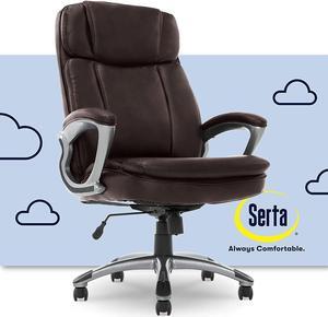 Serta Big & Tall Executive Office Chair High Back All Day Comfort Ergonomic Lumbar Support, Bonded Leather, Brown