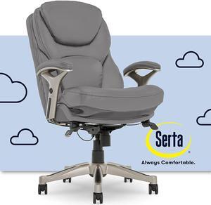 Serta Ergonomic Executive Office Chair Motion Technology Adjustable Mid Back Design with Lumbar Support, Gray Bonded Leather