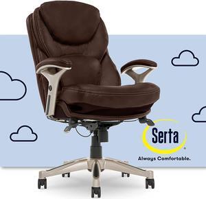 Serta Ergonomic Executive Office Chair Motion Technology Adjustable Mid Back Design with Lumbar Support, Chestnut Bonded Leather