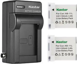 Kastar Battery Wall Charger 2 X Battery 1500mah for Canon NB-11L NB-11LH Canon ELPH 180 ELPH 190 IS