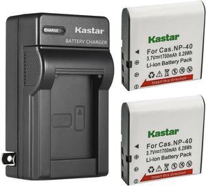 Kastar Battery Wall Charger for Casio NP-40 Casio Exilim Zoom EX-Z40 Camera 2 X battery