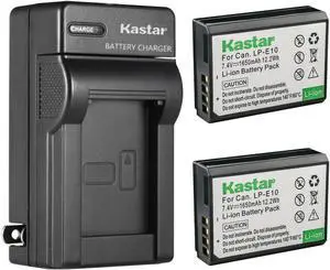 Kastar Battery Wall Charger for Canon LP-E10 LC-E10 & Canon EOS Rebel T6 Camera 2 X battery