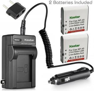 Kastar Battery AC Charger for Casio NP-40 CNP40 & Casio Exilim EX-Z400 Camera