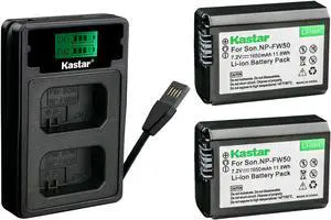 Kastar Camera Battery Charger + Charger for Sony A6500 A6400 A7 A7II NEX-6 NEX-7