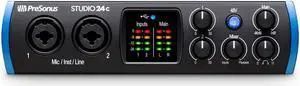 PreSonus Studio 24c 2x2, 192 kHz, USB Audio Interface with Studio One Artist and Ableton Live Lite DAW Recording Software