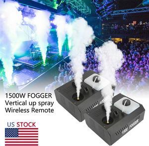 2PCS 1500W Stage Fog Smoke Machine Vertical Upspray Fogger w/Wireless Remote DJ
