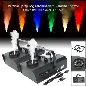 2Pcs 3in1 RGB 9LED Stage Fog Machine DMX Smoke Thrower w/ Remote Fogger Party US