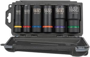 2-in-1 Impact Socket Set, 6-Piece Tool Set with 6-Point Deep Sockets with 1/2-Inch Drive, Includes Tool Case