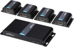 1080p 1x4 4 Port HDMI Extender Splitter HDMI Signal Distribution Amplifier Over CAT5e/CAT6/CAT7 Ethernet Cable IR Remote Control (1 in 4 Out) Up to 40m (130ft) at 1080p 60Hz (HDMIExt4P)