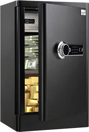 Fingerprint Safe Box 3.83 Cubic Feet with Separate Lock Box and Bottom Compartment, Touch Screen Keypad Security Box with Induction Light and Leather Key Card Pouch