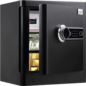 Fingerprint Safe Box 2.16 Cubic Feet with Separate Lock Box and Bottom Compartment, Touch Screen Keypad Security Box with Induction Light and Leather Key Card Pouch