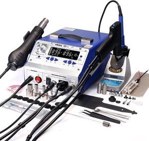 2 in 1 Soldering Station Unit Welder Iron Hot Air Gun with 5 Tips and 3  Nozzles Kit 110V 