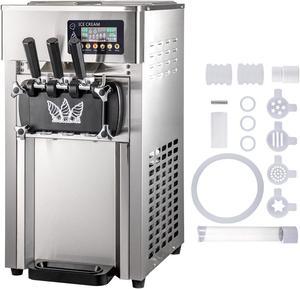 20-28 L/H + 3 FLAVORS + 2200W Commercial Ice Cream Machine Soft Serve Ice  Cream Maker LCD / Touch Panel 