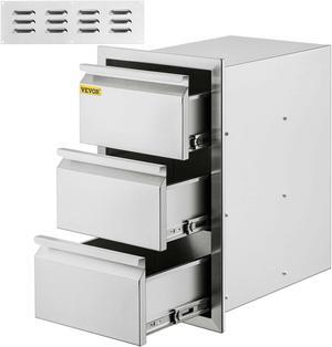 Outdoor Kitchen Drawer Stainless Steel 14.7X25.4 Triple Access Drawer BBQ Island