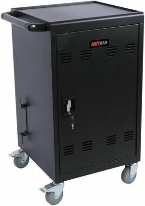 30-Device Mobile Charging Cart and Cabinet AC for Tablets Laptops Fasting Charge