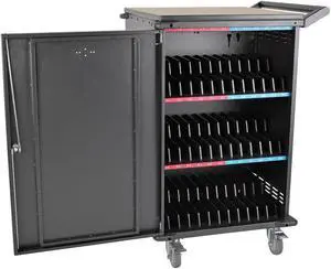 TrippLite 36-Port AC Charging Cart Storage Station for Chromebooks, Laptops, & Tablets - Hourly Timer alternates Charging Zones to Help Prevent overloads