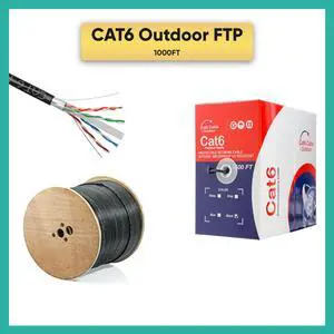 1000FT CAT6 Cable Outdoor 1000FT UTP FTP Ethernet 23 AWG Direct Burial Bulk unshielded UTP