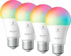 Sengled - Smart Bluetooth Mesh LED Multicolor A19 Bulb (4-Pack) - Multicolor