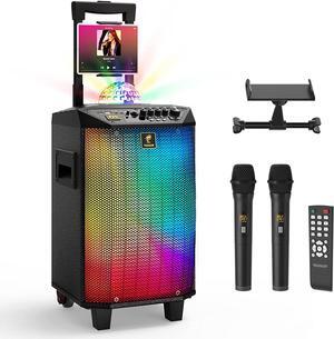 Wireless Karaoke Machine, TONOR PA System Portable Singing Speaker with Dual Wireless Microphones, Disco Ball for Home Karaoke, Party, Class and Church