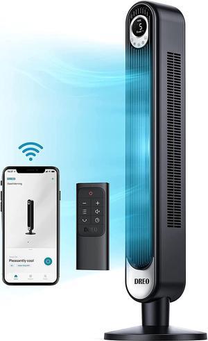 Smart Tower Fan WiFi Voice Control, Works with Alexa/Google, Floor Standing Bladeless Oscillating Fan with Remote, 6 Speeds, 4 Modes, 12H Timer, for Indoor Bedroom Home Office