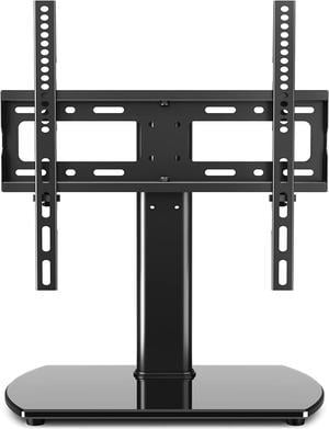 Universal Swivel TV Stand Base Table Top TV Stand Replacement for 27 32 37 39 40 43 49 50 55 Inch LCD LED Plasma Flat Screens up to 88 lbs, Height Adjustable Pedestal TV Mount with Tempered Glass Base