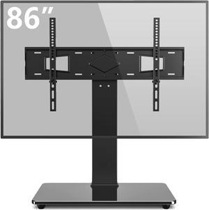 Universal Swivel TV Stand Table Top TV Stand Base for 40 to 86 Inch Flat Screen TVs Height Adjustable Mount Center TV Stand Replacement with Tempered Glass Base