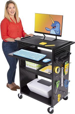 StellarAV Cart  Reimagine Your Teacher Cart with Revolutionary Pegboard Siding12 Movable Peg Hooks forCustomizableStorage  UL Safety Certified Mobile Workstation with Keyboard Tray